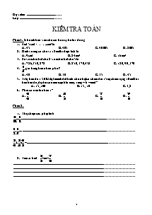 Đề kiểm tra học kì II môn Toán Lớp 4 - Đề số 1