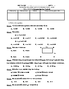 Đề kiểm tra học kì II môn Toán Lớp 4 - Năm học 2013-2014