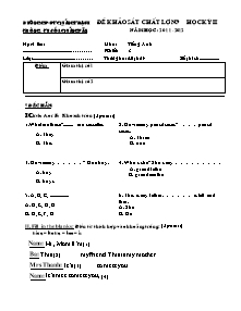 Đề kiểm tra học kì II Tiếng anh Lớp 3,4,5 - Năm học 2011-2012 - Trường Tiểu học số 1 Quảng Văn