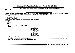 Đề kiểm tra học kì II Tiếng việt Lớp 3 - Năm học 2008-2009 - Trường Tiểu học Thạch Hương
