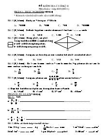Đề kiểm tra học kì II Toán Khối 4 - Năm học 2012-2013