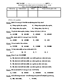 Đề kiểm tra học kì II Toán Khối 4 - Năm học 2013-2014