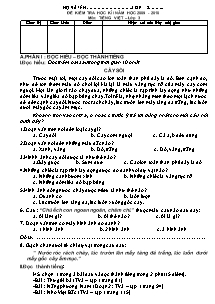 Đề kiểm tra học kỳ I môn Tiếng việt Lớp 3 - Năm học 2009-2010