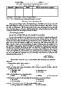 Đề kiểm tra học kỳ I Tiếng việt Khối 4 - Năm học 2009-2010