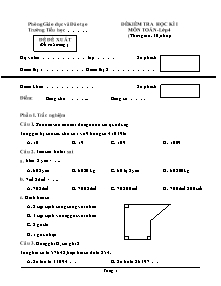 Đề kiểm tra học kỳ I Toán Lớp 4 - Năm học 2009-2010