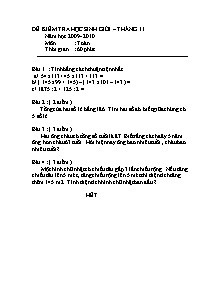 Đề kiểm tra học sinh giỏi tháng 11 Toán Lớp 4 - Năm học 2009-2010