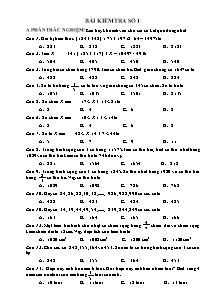 Đề kiểm tra số 1 môn Toán Lớp 4