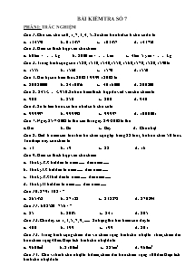 Đề kiểm tra số 7 môn Toán Lớp 4