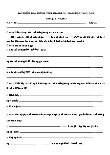 Đề kiểm tra tháng 10 môn Tiếng việt Khối 3 - Năm học 2009-2010