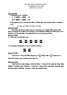 Đề kiểm tra thi chọn học sinh giỏi môn Toán Lớp 4 - Năm học 2013-2014