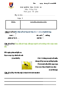 Đề kiểm tra tuần 11 Tiếng việt Lớp 3 - Năm học 2009-2010 - Trường Tiểu học Việt Anh