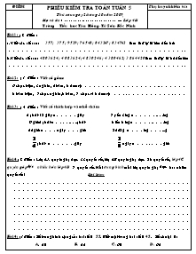Đề kiểm tra tuấn 5 Toán Lớp 4 - Năm học 2009-2010 - Trường Tiểu học Tân Hồng