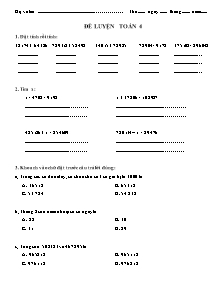 Đề luyện thi kiểm tra cuối học kì I môn Toán Lớp 4