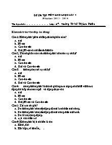 Đề ôn tập học kì II Khoa học Lớp 4 - Năm học 2013-2014 - Trường Tiểu học Võ Thị Sáu