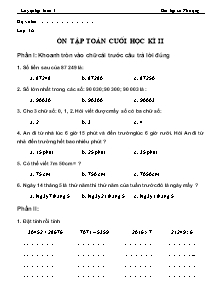 Đề ôn tập kiểm tra cuối học kì II môn Toán Khối 3