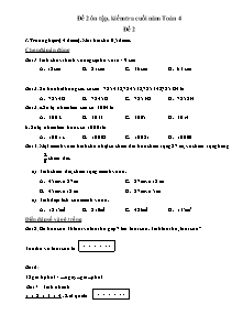 Đề ôn tập kiểm tra cuối năm môn Toán Lớp 4 - Đề số 2 - Năm học 2012-2013