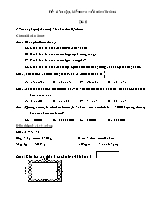 Đề ôn tập kiểm tra cuối năm môn Toán Lớp 4 - Đề số 4 - Năm học 2012-2013