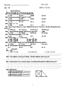 Đề ôn tập kiểm tra giữa học kỳ II Toán Khối 3