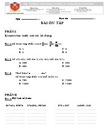 Đề ôn tập kiểm tra Toán Lớp 4 - Đề số 1 - Trường Tiểu học Châu Á Thái Bình Dương