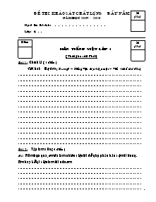 Đề thi chất lượng đầu năm Tiếng việt Khối 4 - Năm học 2009-2010