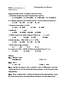 Đề thi cuối học kì I môn Toán Lớp 4 - Năm học 2008-2009