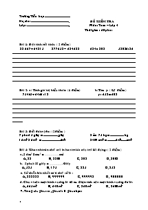 Đề thi cuối học kì I Toán Lớp 4 - Năm học 2009-2010