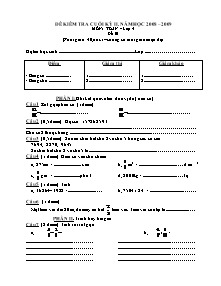 Đề thi cuối học kì II môn Toán Lớp 4 - Năm học 2008-2009