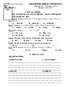 Đề thi định kì cuối học kì I Toán Lớp 4 - Năm học 2012-2013