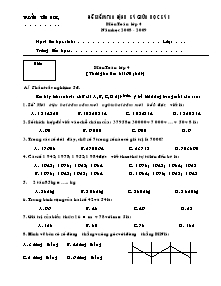 Đề thi định kì giữa học kì I Toán Lớp 4 - Năm học 2008-2009