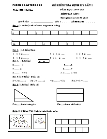 Đề thi định kì lần 1 Toán, Tiếng việt cấp Tiểu học - Năm học 2009-2010 - Trường Tiểu học Hồng Sơn