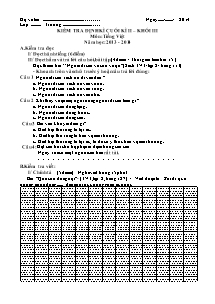 Đề thi định kỳ cuối học kì II Tiếng việt Lớp 3 - Năm học 2013-2014