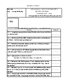 Đề thi giao lưu Toán tuổi thơ Lớp 4 lần 1 - Năm học 2013-2014 - Trường Tiểu học Hộ Độ