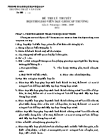 Đề thi giáo viên giỏi cấp trường cấp Tiểu học - Năm học 2006-2007 - Trường Tiểu học Lê Văn Tám