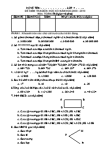 Đề thi giữa học kì I môn Toán Lớp 4 - Năm học 2009-2010