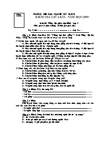 Đề thi giữa học kì I Tiếng việt Lớp 4 - Năm học 2009-2010 - Trường Tiểu học Nguyễn Tất Thành