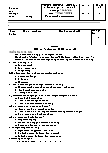 Đề thi giữa học kì I Tiếng việt Lớp 4 - Năm học 2009-2010 - Trường Tiểu học Nguyễn Công Sáu