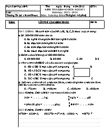 Đề thi giữa học kì I Toán, Tiếng việt Lớp 4 - Năm học 2013-2014 - Trường Tiểu học số 1 Nam Phước