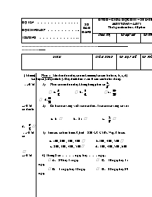 Đề thi giữa học kì II môn Toán Khối 4 (Kèm đáp án) - Năm học 2013-2014