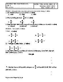 Đề thi giữa học kì II môn Toán Lớp 4 - Năm học 2009-2010