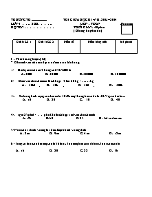 Đề thi giữa học kì II môn Toán Lớp 4 - Năm học 2013-2014