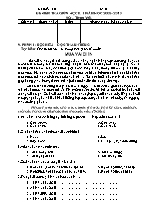 Đề thi giữa học kì II Tiếng việt Khối 4 - Năm học 2009-2010