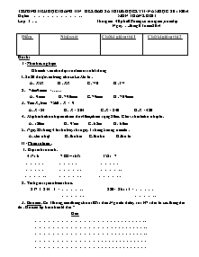 Đề thi giữa học kì II Toán Lớp 3 - Năm học 2013-2014 - Trường Tiểu học Thành Tín