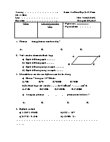 Đề thi giữa học kì II Toán, Tiếng việt Lớp 4 (Kèm đáp án) - Năm học 2013-2014