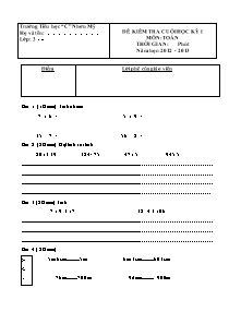 Đề thi học kì I Toán, Tiếng việt Lớp 3 - Đề 4 - Năm học 2012-2013 - Trường Tiểu học C Nhơn Mỹ
