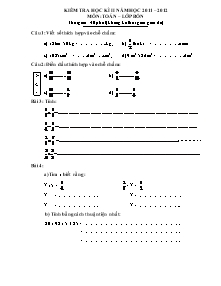 Đề thi học kì II môn Toán Lớp 4 (Có đáp án) - Năm học 2011-2012