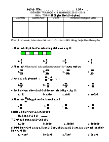 Đề thi học kì II môn Toán Lớp 4 - Năm học 2013-2014