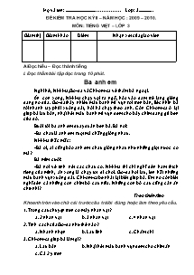Đề thi học kỳ II môn Tiếng việt Lớp 3 - Năm học 2009-2010