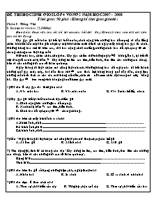 Đề thi học sinh giỏi Các môn Lớp 4 - Năm học 2007-2008