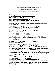 Đề thi học sinh giỏi Các môn Lớp 5 - Năm học 2006-2007 - Trường Tiểu học Xuân Thành