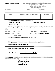 Đề thi học sinh giỏi cấp trường Tiếng việt Lớp 3 - Năm học 2012-2013 - Trường Tiểu học Dân Hòa